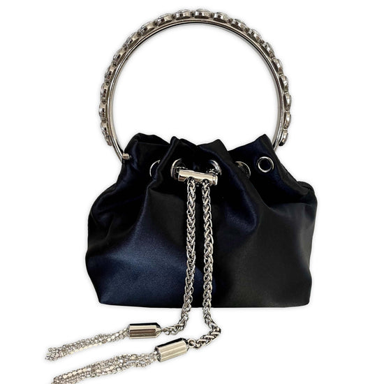 Audrey | Luxury Evening Bag | Silver Rhinestone Crystals | Black