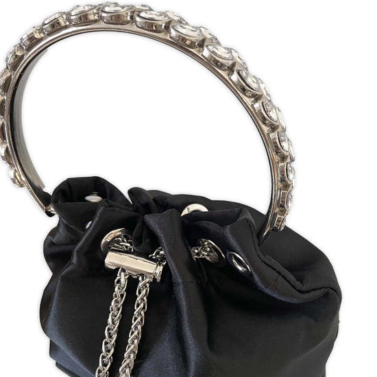 Audrey | Luxury Evening Bag | Silver Rhinestone Crystals | Black