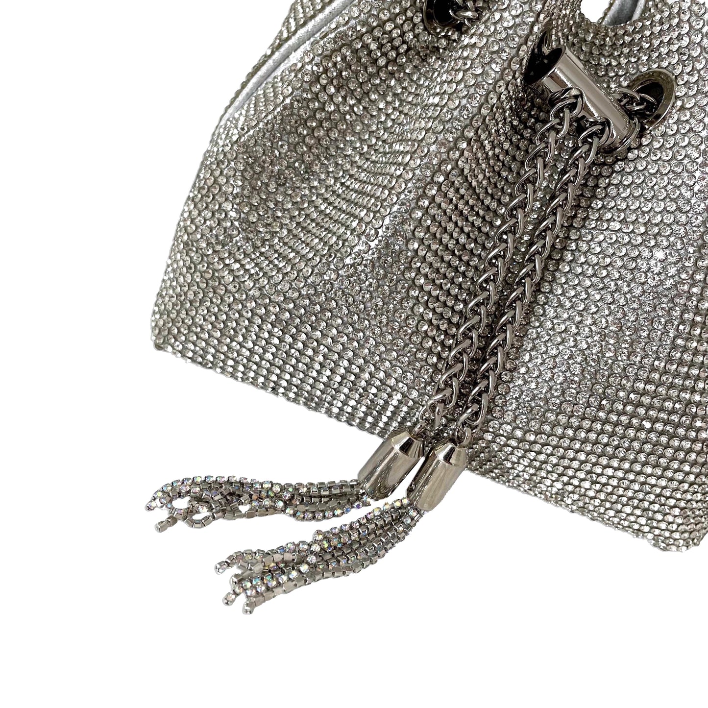 Audrey Luxury Bag | Silver Rhinestone Crystals | Embellished Handle