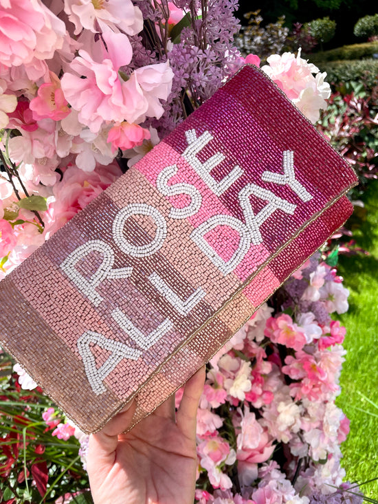 Rose All Day | Clutch Bag | Pink & White Lettering