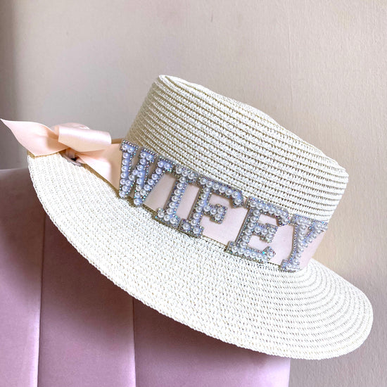 Wifey bride to be honeymoon straw hat with embellishments 